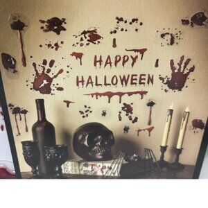 Halloween Wall Art "HAPPY HALLOWEEN" Bloody Removable Decal Home Decor Sticker